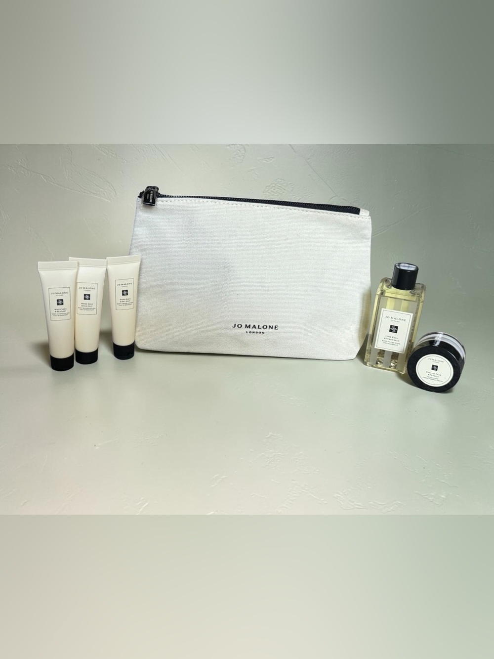 Jo Malone Cream Canvas Cosmetic Pouch Bundle NEW